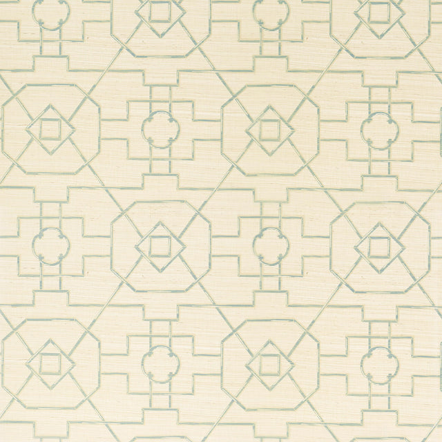 Thibaut East Gate Cream And Aqua Wallpaper
