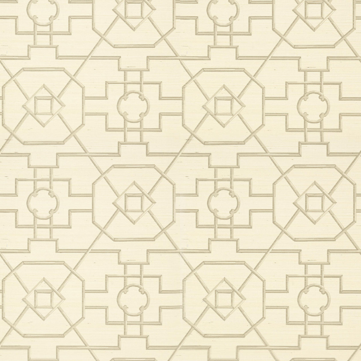 Thibaut East Gate Cream And Grey Wallpaper