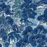 Thibaut Pagoda Trees Blues Wallpaper