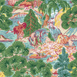 Thibaut PAGODA TREES Pink and Green Wallpaper
