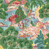 Thibaut Pagoda Trees Pink And Green Wallpaper