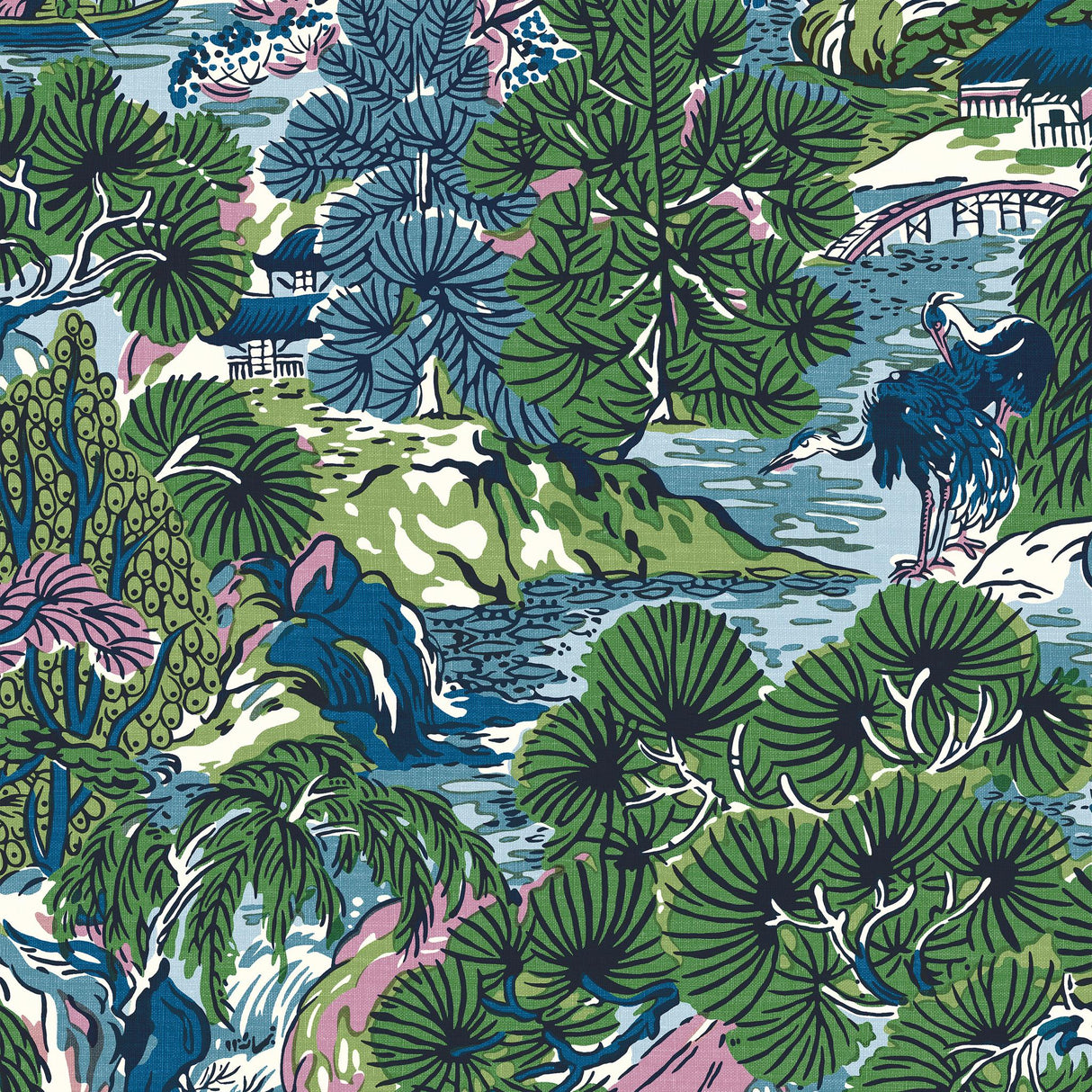 Thibaut PAGODA TREES Lavender and Blue Wallpaper