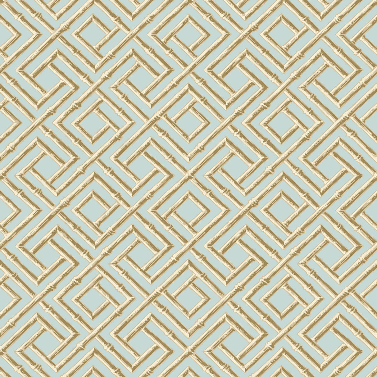 Thibaut FRENCH LATTICE Blue and Beige Wallpaper