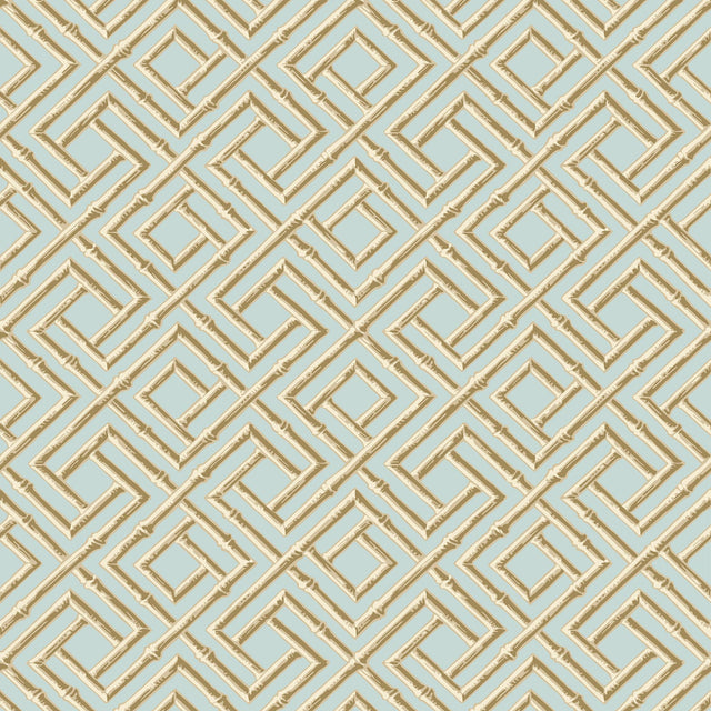 Thibaut FRENCH LATTICE Blue and Beige Wallpaper