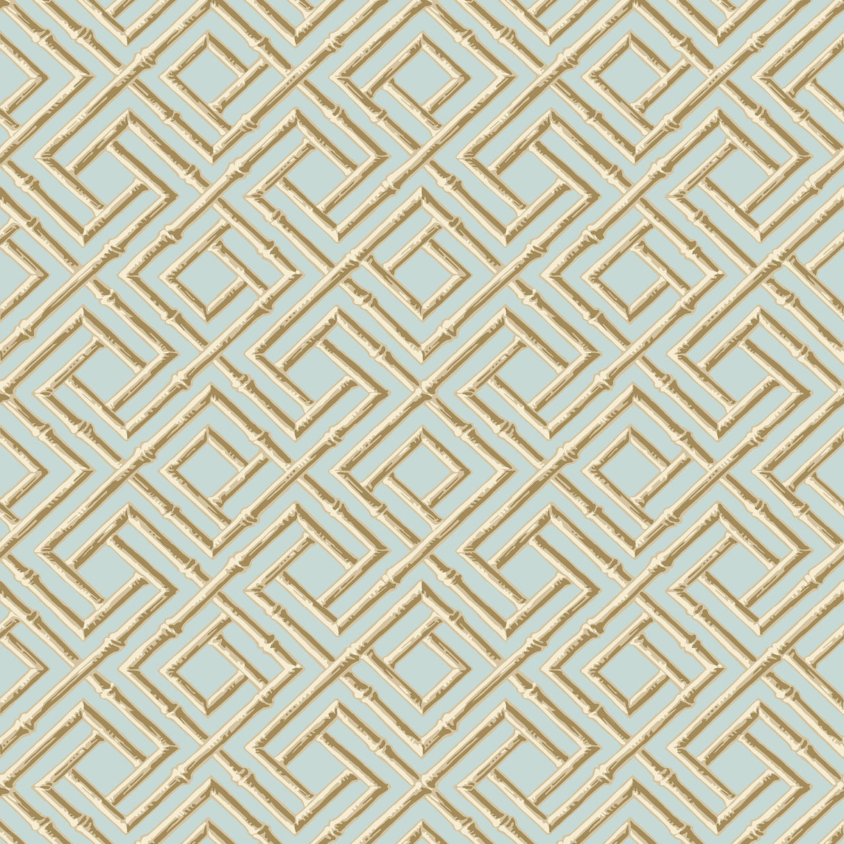 Thibaut French Lattice Blue And Beige Wallpaper
