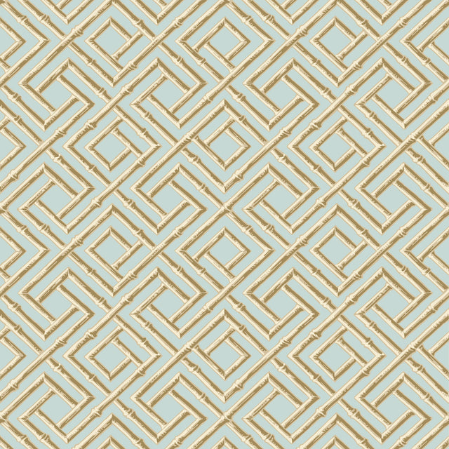 Thibaut French Lattice Blue And Beige Wallpaper