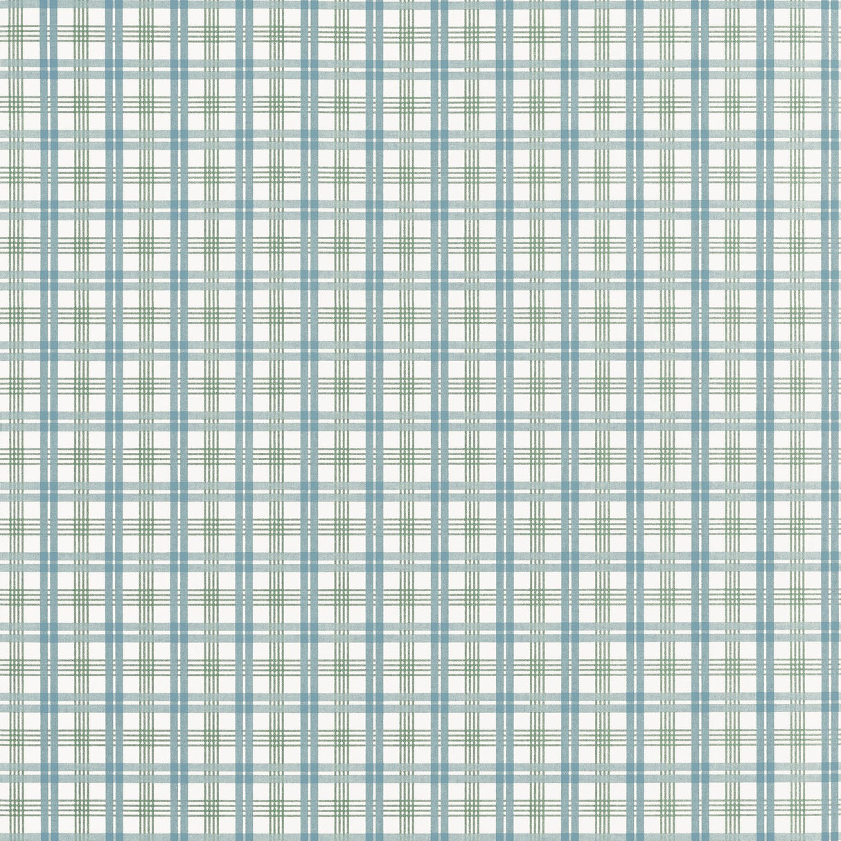 Thibaut HUNTLEY PLAID Peacock Blue and Green Wallpaper