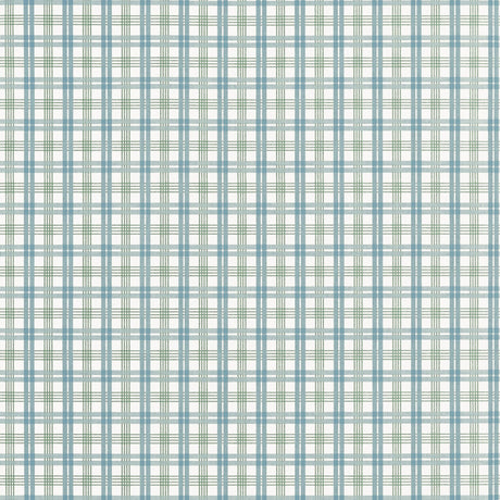 Thibaut HUNTLEY PLAID Peacock Blue and Green Wallpaper