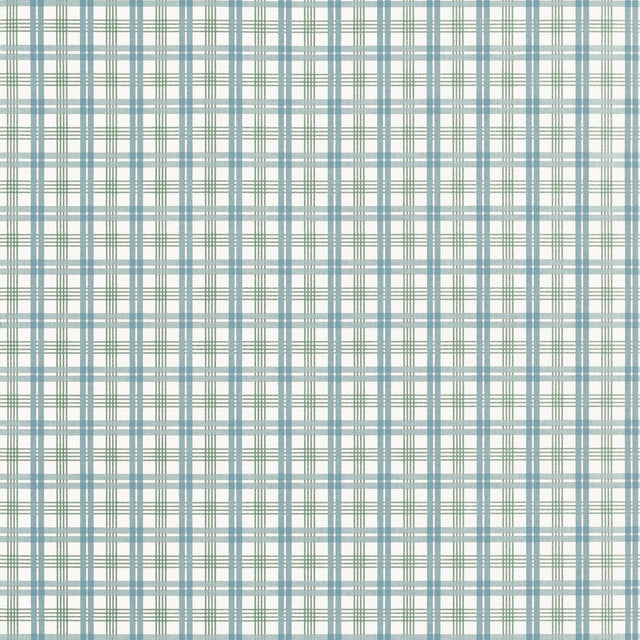 Thibaut HUNTLEY PLAID Peacock Blue and Green Wallpaper