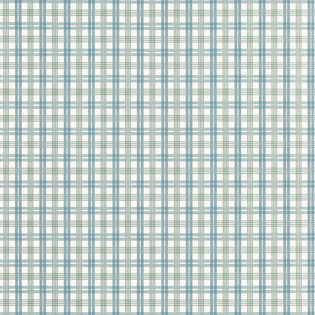 Thibaut Huntley Plaid Peacock Blue And Green Wallpaper