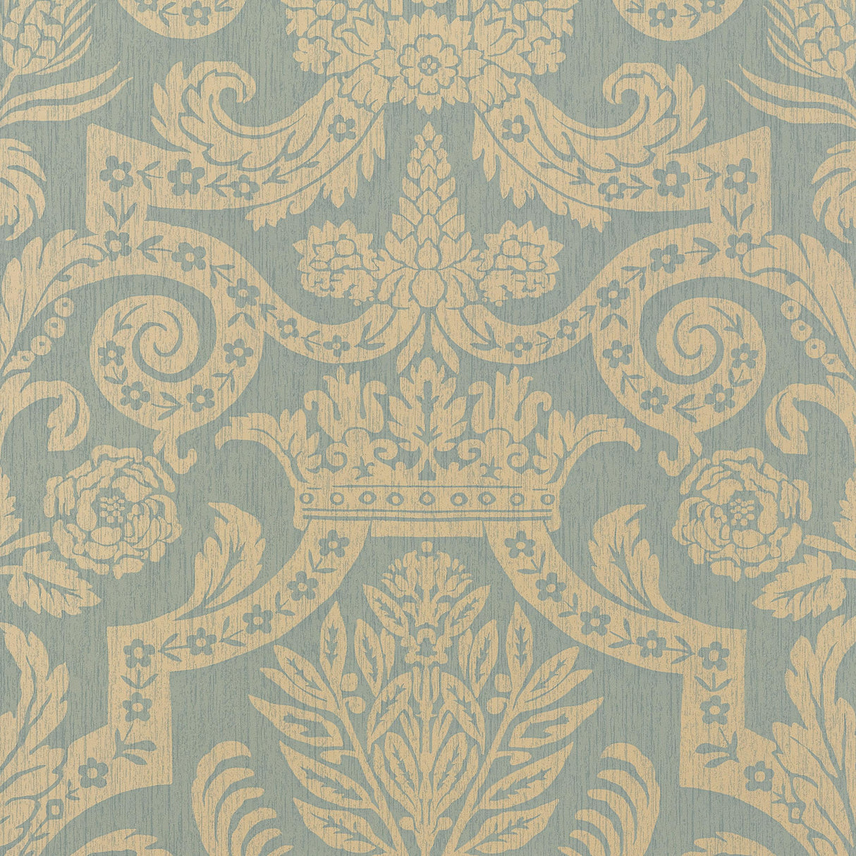 Thibaut Harvard Damask Pearl On Aqua Wallpaper