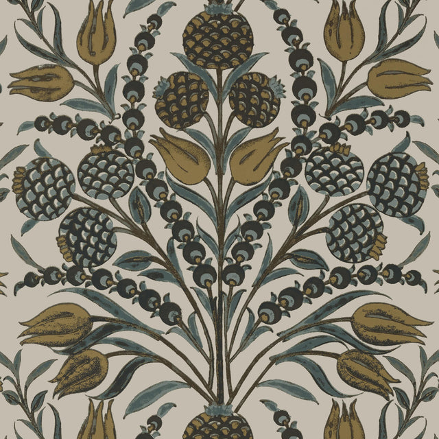Thibaut Corneila Grey And Gold Wallpaper
