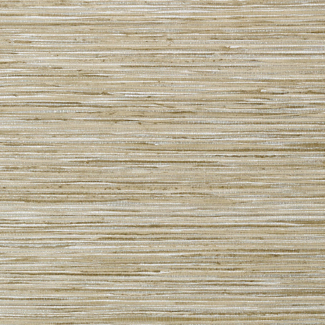 Thibaut Jindo Grass Neutral On Metallic Silver Wallpaper