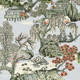 Thibaut Asian Scenic Robin'S Egg Wallpaper