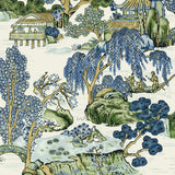 Thibaut Asian Scenic Blue And Green Wallpaper