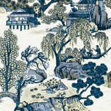 Thibaut Asian Scenic Blue And Beige Wallpaper