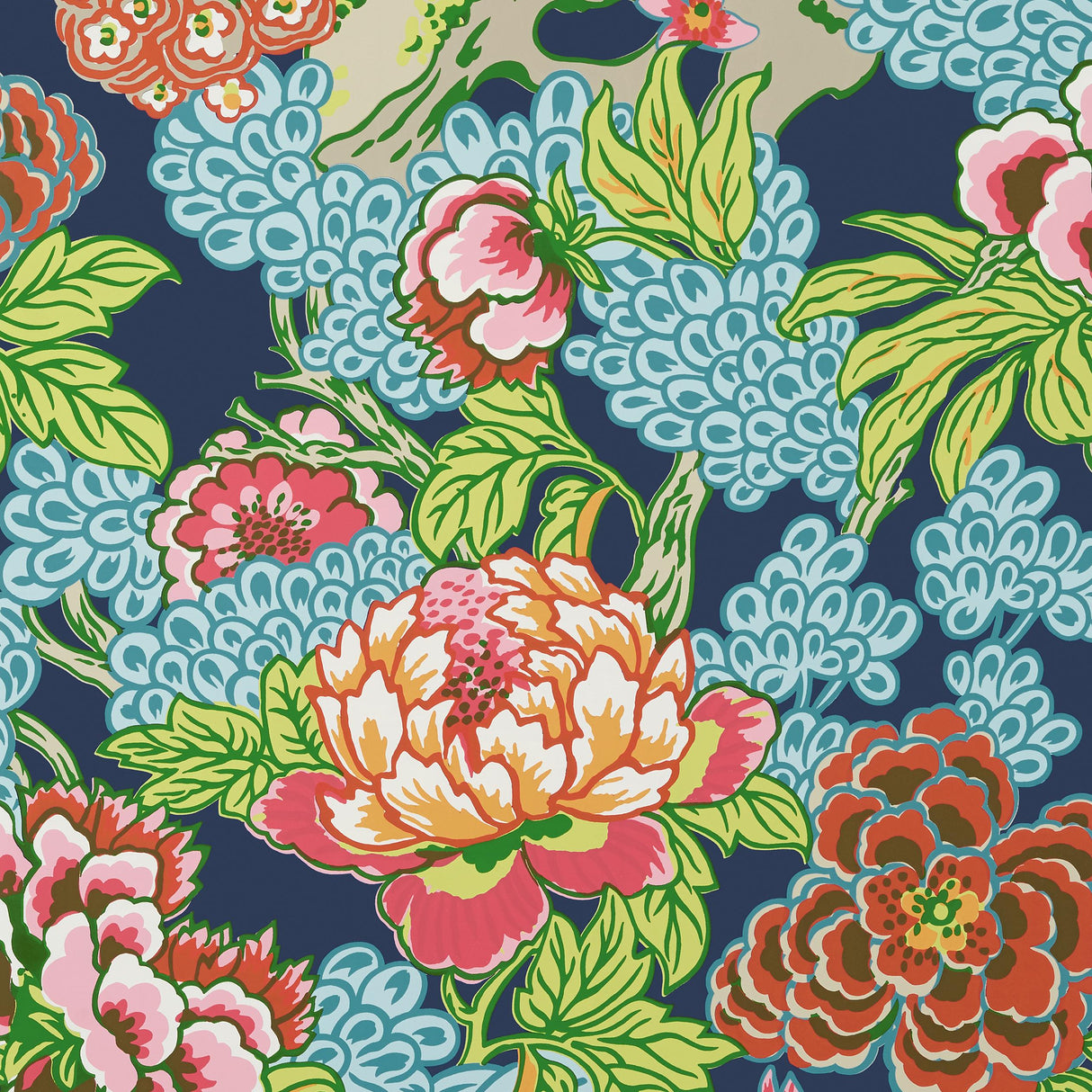 Thibaut Honshu Navy Wallpaper