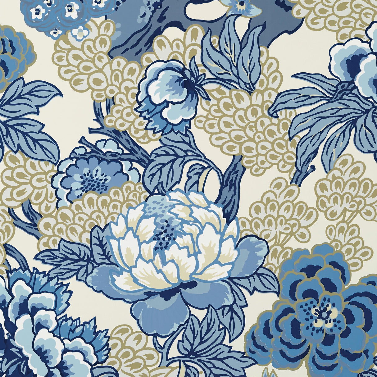 Thibaut Honshu Blue And Beige Wallpaper