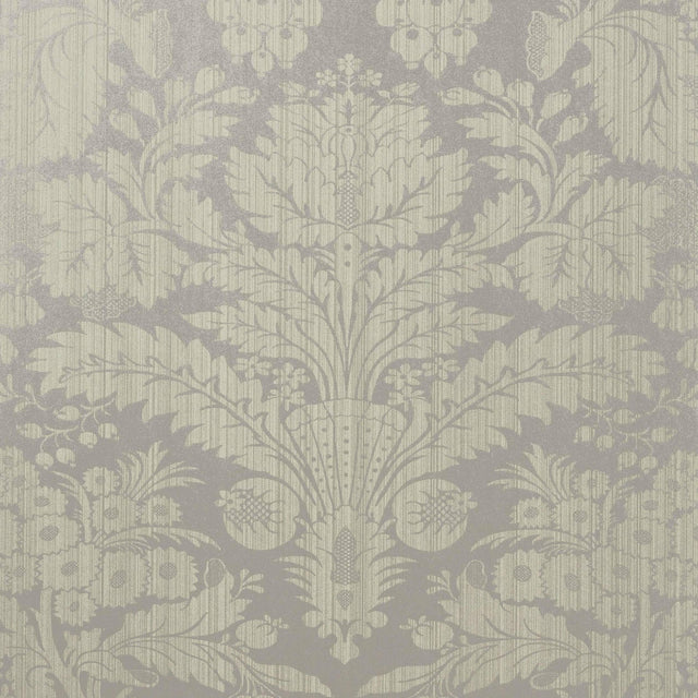 Thibaut Taddington Metallic On Sage Wallpaper