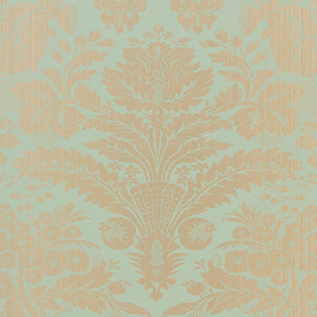 Thibaut Taddington Aqua On Metallic Wallpaper