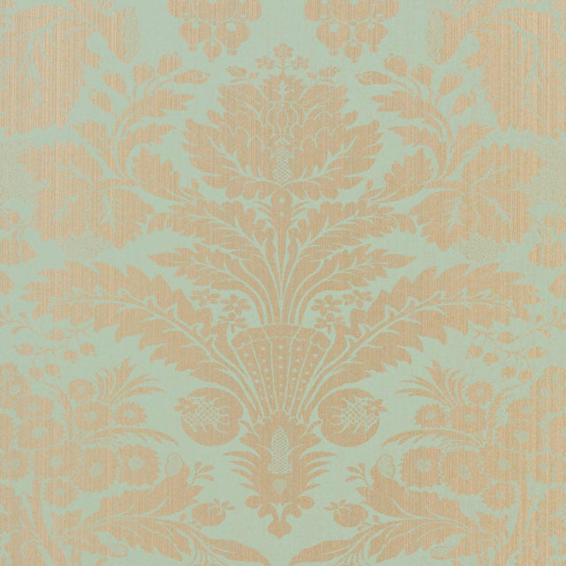 Thibaut Taddington Aqua On Metallic Wallpaper