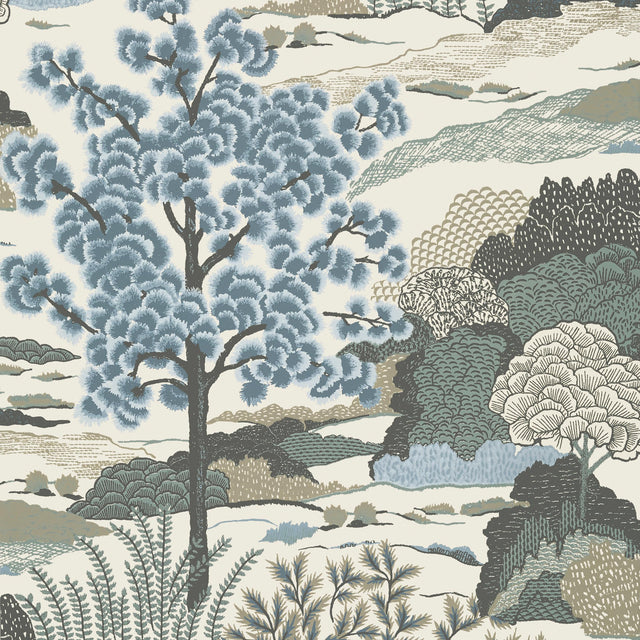 Thibaut Daintree Aqua Wallpaper