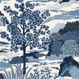 Thibaut Daintree Blue On White Wallpaper