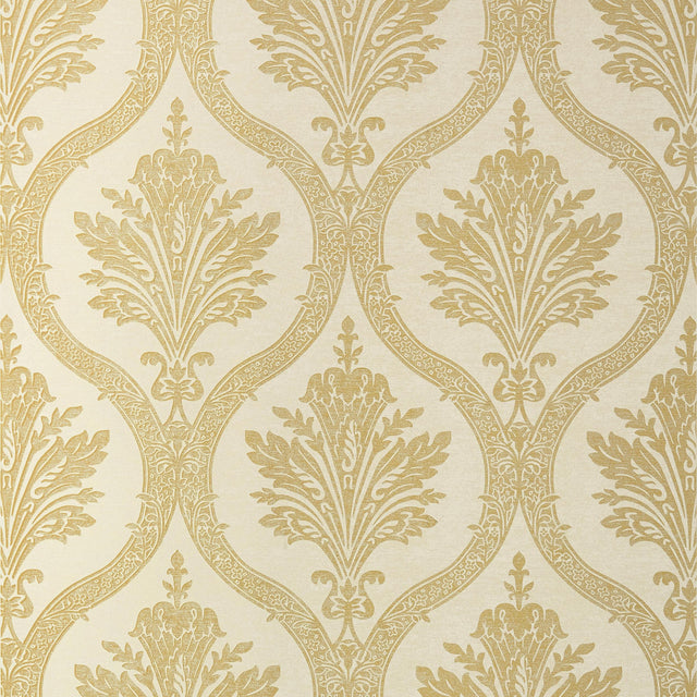 Thibaut Clessidra Metallic Gold On Cream Wallpaper