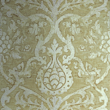 Thibaut Pravata Damask Champagne On Foil Wallpaper