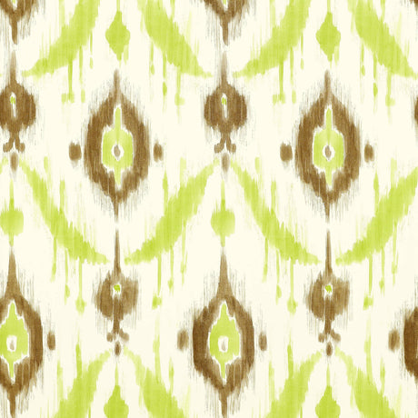 Thibaut Island Ikat Brown And Green Wallpaper