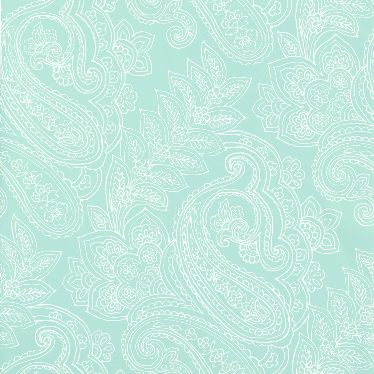 Thibaut Norwich Paisley Aqua Wallpaper