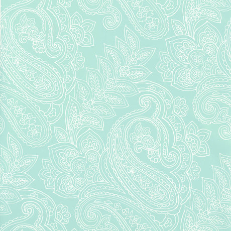 Thibaut Norwich Paisley Aqua Wallpaper