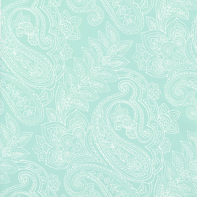 Thibaut Norwich Paisley Aqua Wallpaper