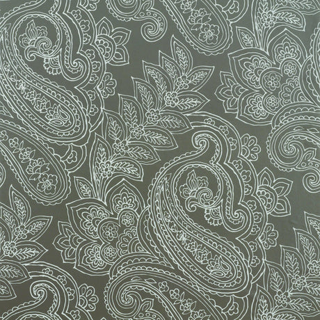 Thibaut Norwich Paisley Metallic Pewter Wallpaper