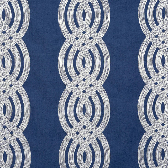 Thibaut Braid Embroidery Navy Fabric