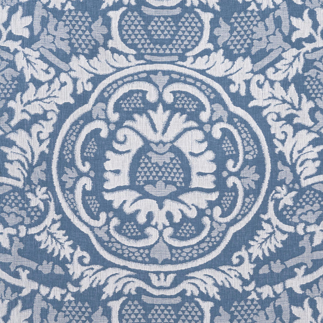 Thibaut Earl Damask Blue Fabric