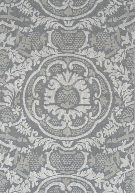 Thibaut EARL DAMASK Charcoal Fabric