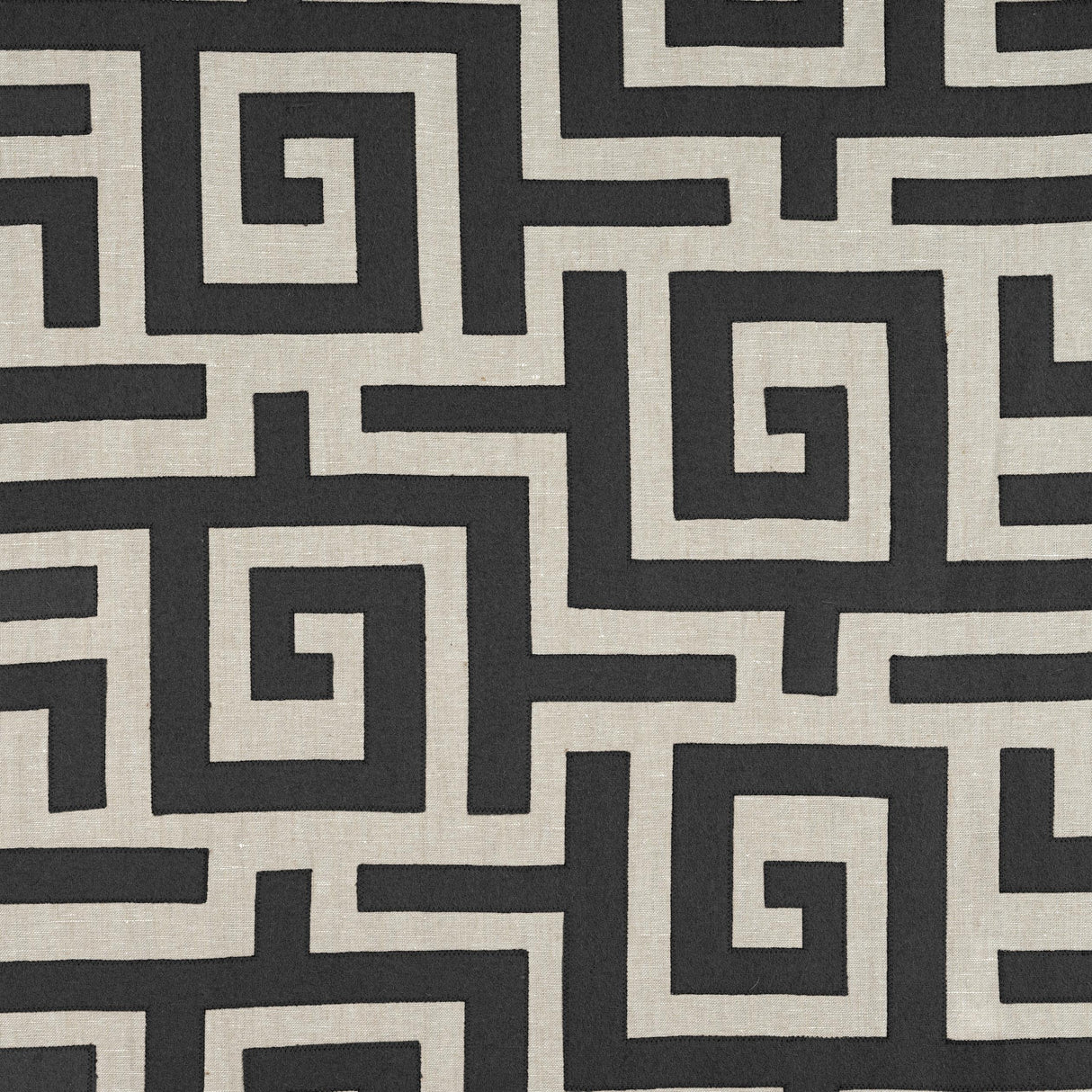 Thibaut Tulum Applique Black On Natural Fabric