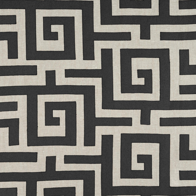 Thibaut Tulum Applique Black On Natural Fabric
