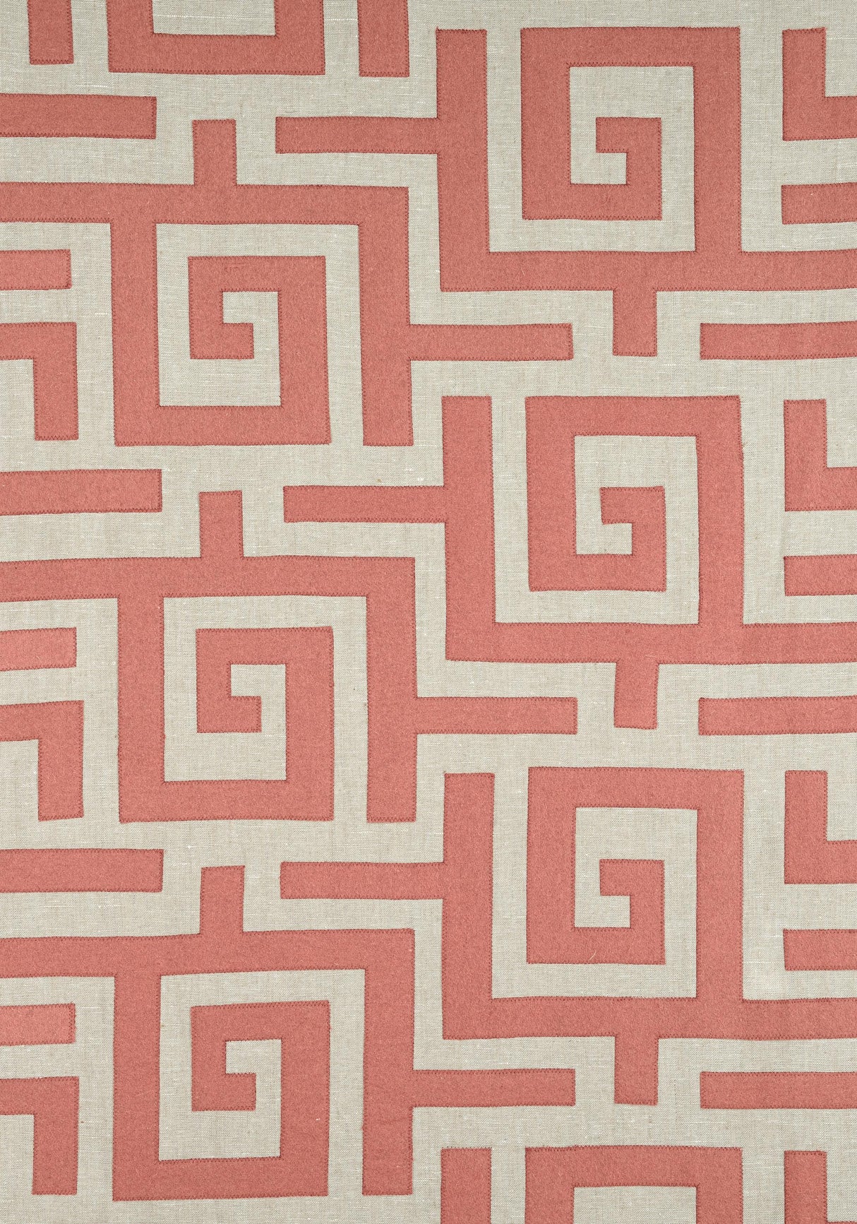 Thibaut TULUM APPLIQUE Coral on Natural Fabric