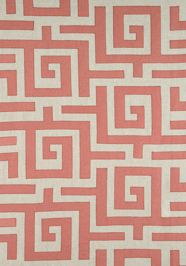 Thibaut TULUM APPLIQUE Coral on Natural Fabric