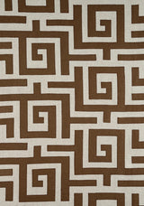 Thibaut TULUM APPLIQUE Brown on Natural Fabric