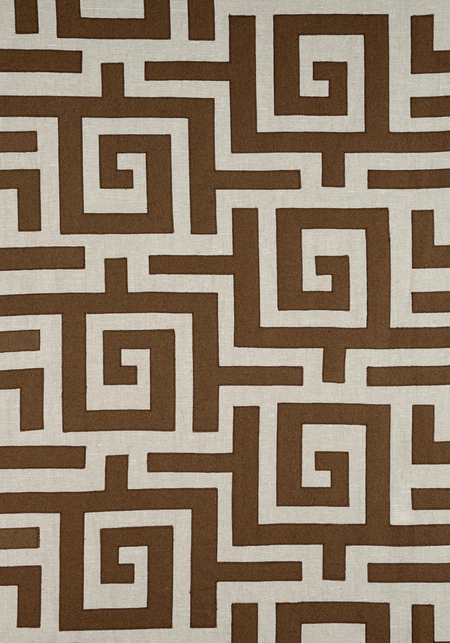 Thibaut TULUM APPLIQUE Brown on Natural Fabric