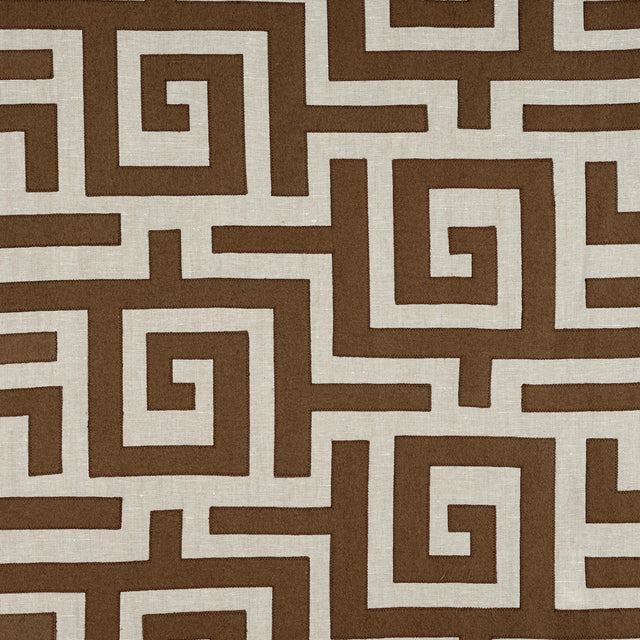 Thibaut Tulum Applique Brown On Natural Fabric
