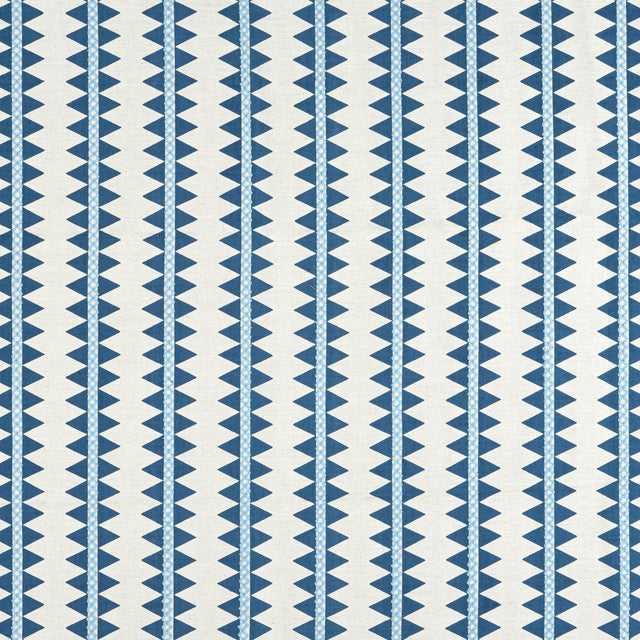 Thibaut Reno Stripe Embroidery Navy Fabric