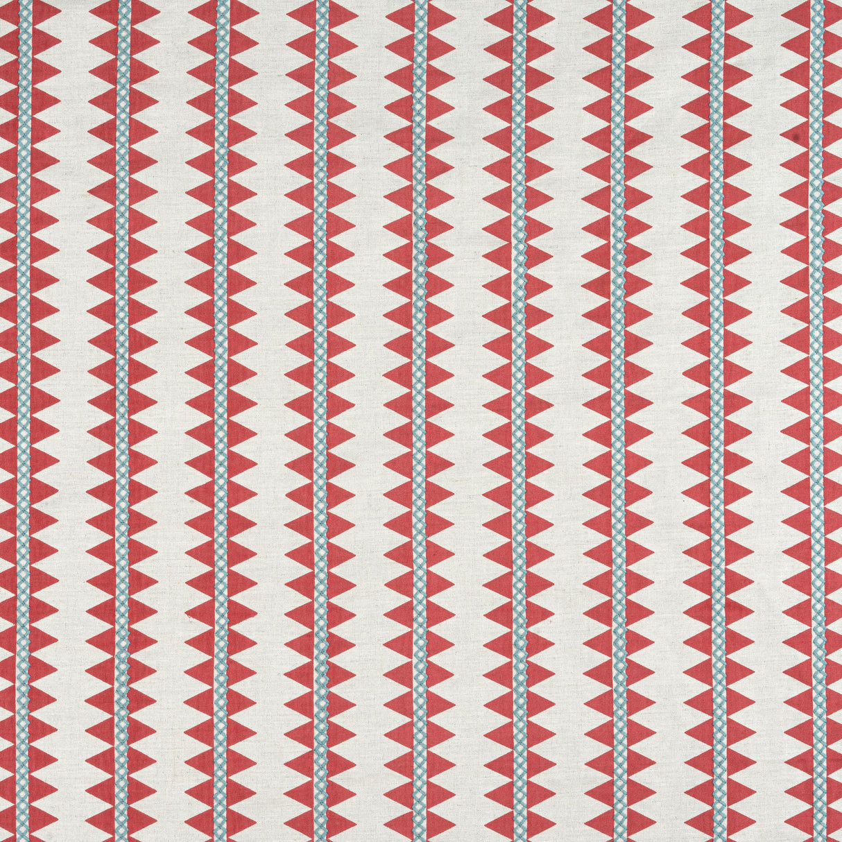 Thibaut Reno Stripe Embroidery Coral Fabric
