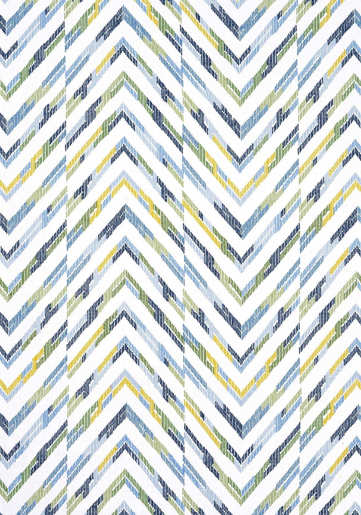 Thibaut HAMILTON EMBROIDERY Blue and Yellow Fabric