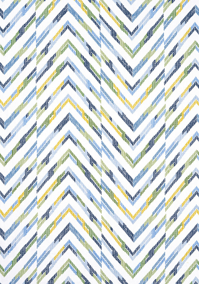 Thibaut HAMILTON EMBROIDERY Blue and Yellow Fabric