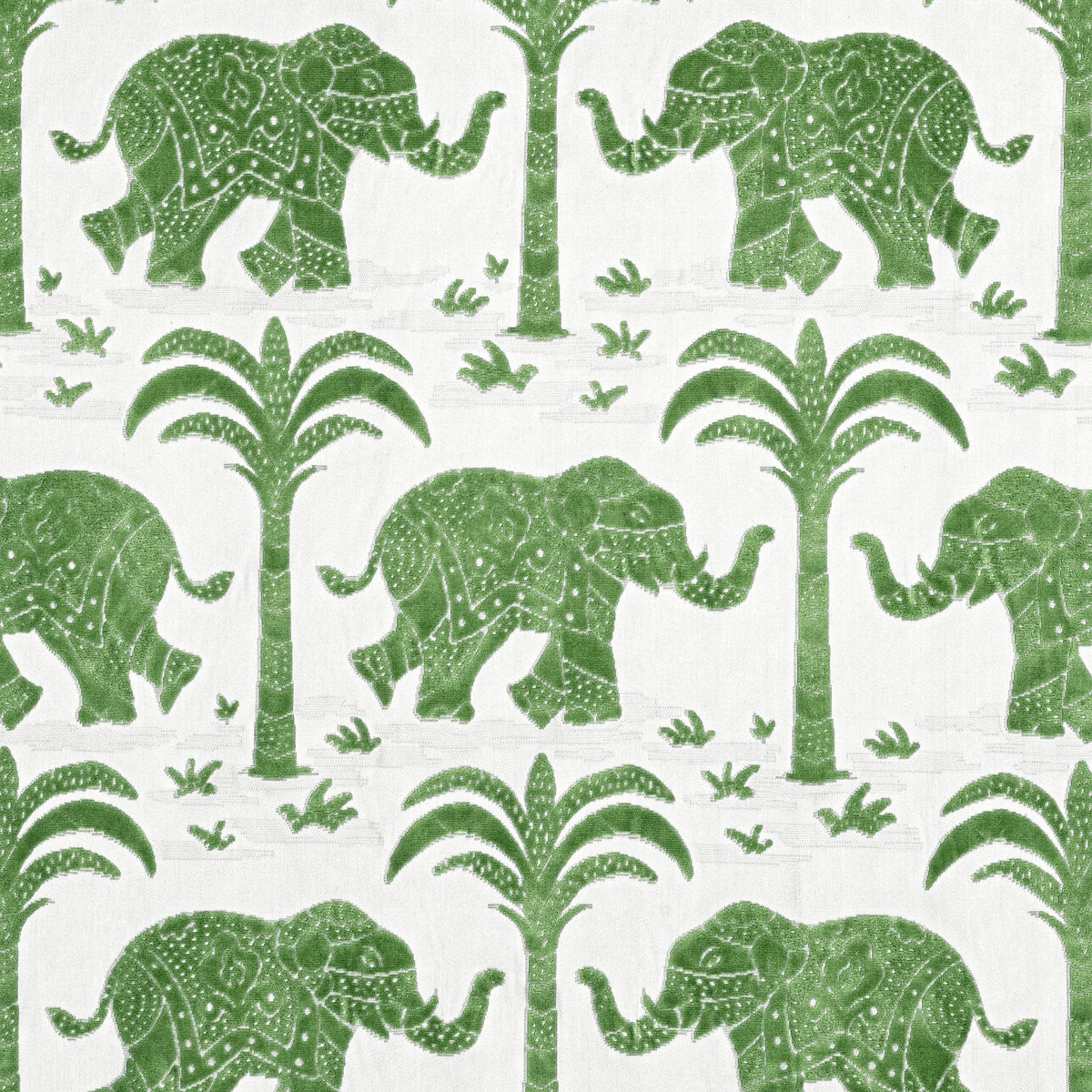Thibaut Elephant Velvet Green Fabric