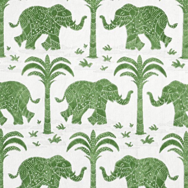 Thibaut Elephant Velvet Green Fabric